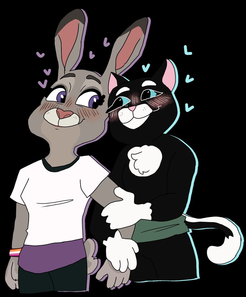 judy hopps and kitty softpaws (puss in boots (dreamworks) and etc) created by pokesil