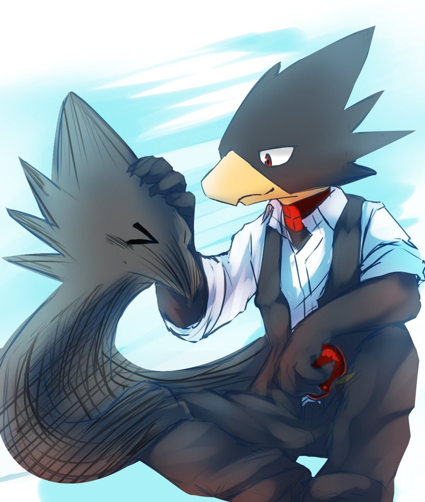 dark shadow and fumikage tokoyami (my hero academia) created by kuttoyaki