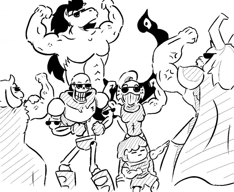 papyrus, aaron, frisk, asgore dreemurr, toriel, and etc (undertale (series) and etc) created by unknown artist