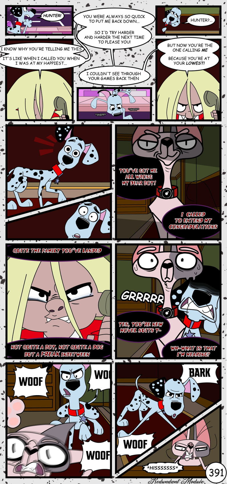 cruella de vil, cuddles, dylan, and hunter de vil (101 dalmatian street and etc) created by redundantmodule