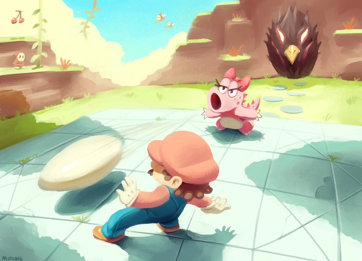 birdo, mario, and mask gate (super mario bros. 2 and etc) created by lilmoonie