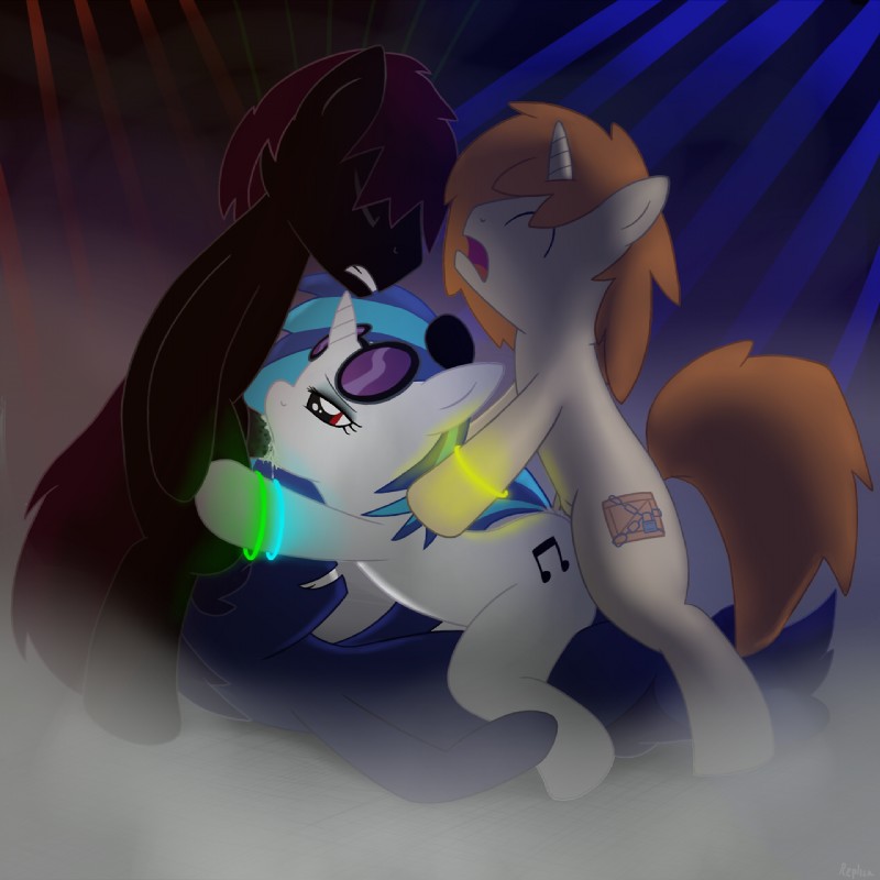 fan character and vinyl scratch (friendship is magic and etc) created by replica (artist)