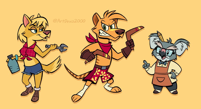 julius the koala, shazza the dingo, and ty the tasmanian tiger (ty the tasmanian tiger (series)) created by artdexo2000