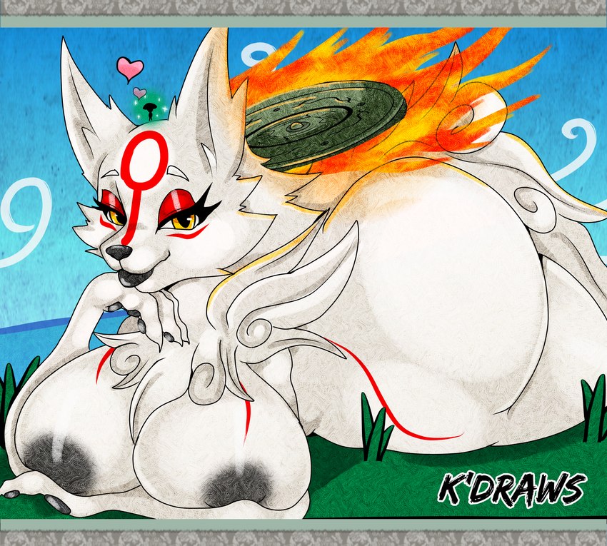 amaterasu and issun (east asian mythology and etc) created by k'draws