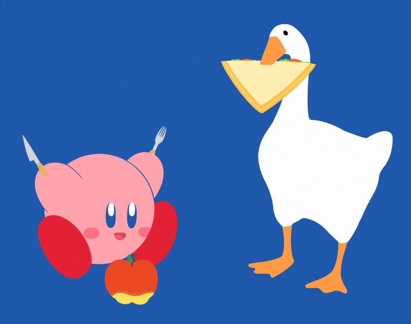 goose and kirby (untitled goose game and etc) created by tastelesssandwiches