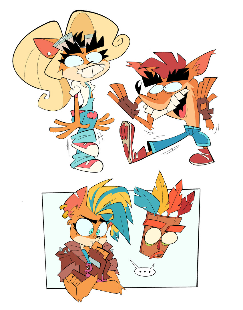 aku aku, fake coco, pirate tawna, and trash bandicoot (crash bandicoot (series) and etc) created by herny