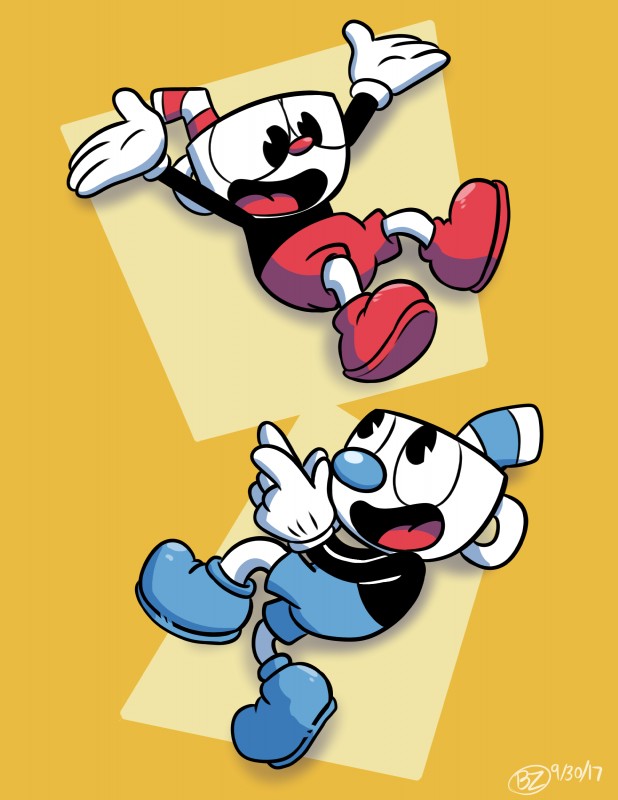 cuphead and mugman (cuphead (game)) created by jurassiczalar