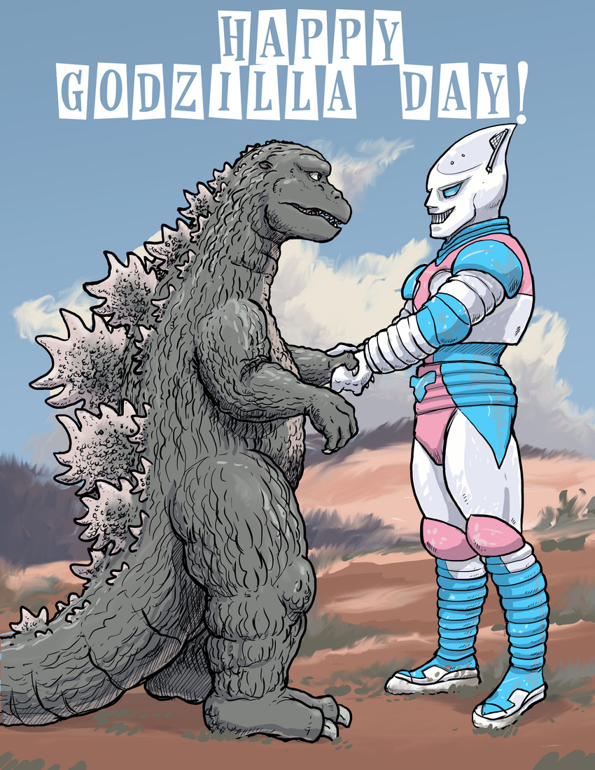 godzilla and jet jaguar (godzilla (series) and etc) created by goshzilla