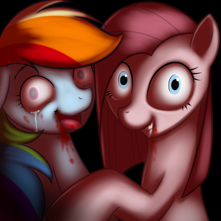 fluttershy, pinkamena, pinkie pie, and rainbow dash (cupcakes (mlp fanfic) and etc) created by kloudmutt