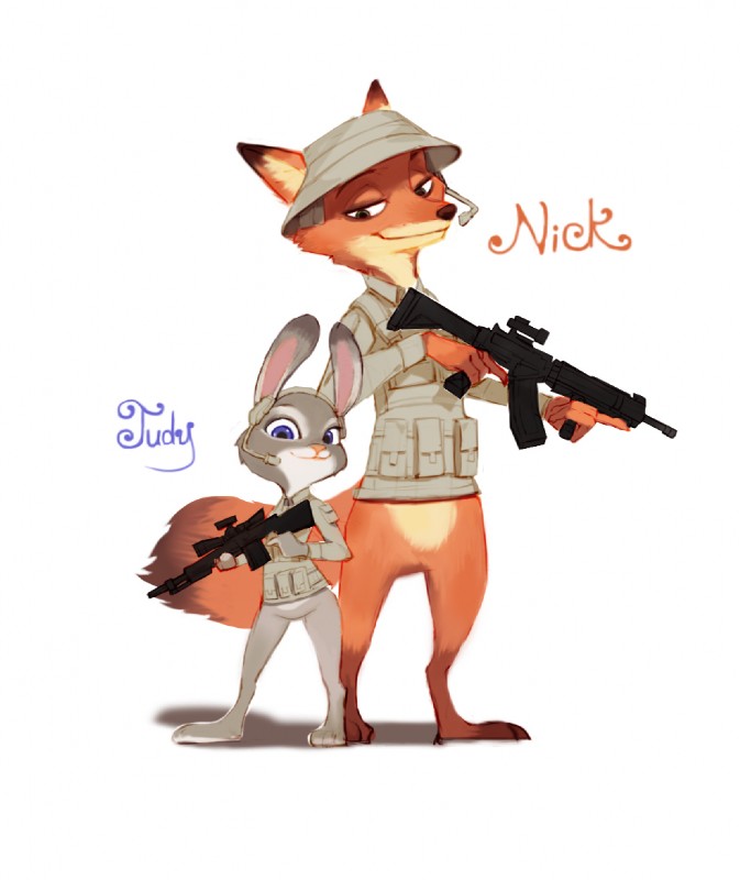 judy hopps and nick wilde (zootopia and etc) created by wu liang tuanzi