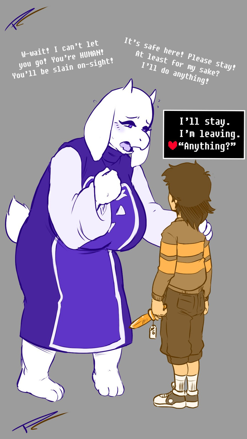 frisk and toriel (undertale (series) and etc) created by bigbeanpole and fakeryway
