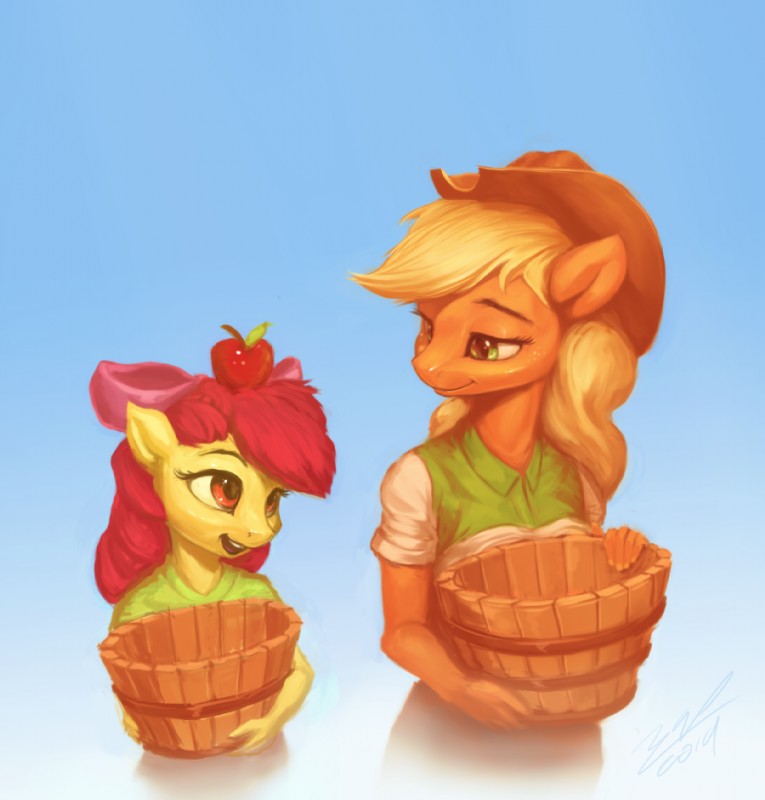 apple bloom and applejack (friendship is magic and etc) created by assasinmonkey