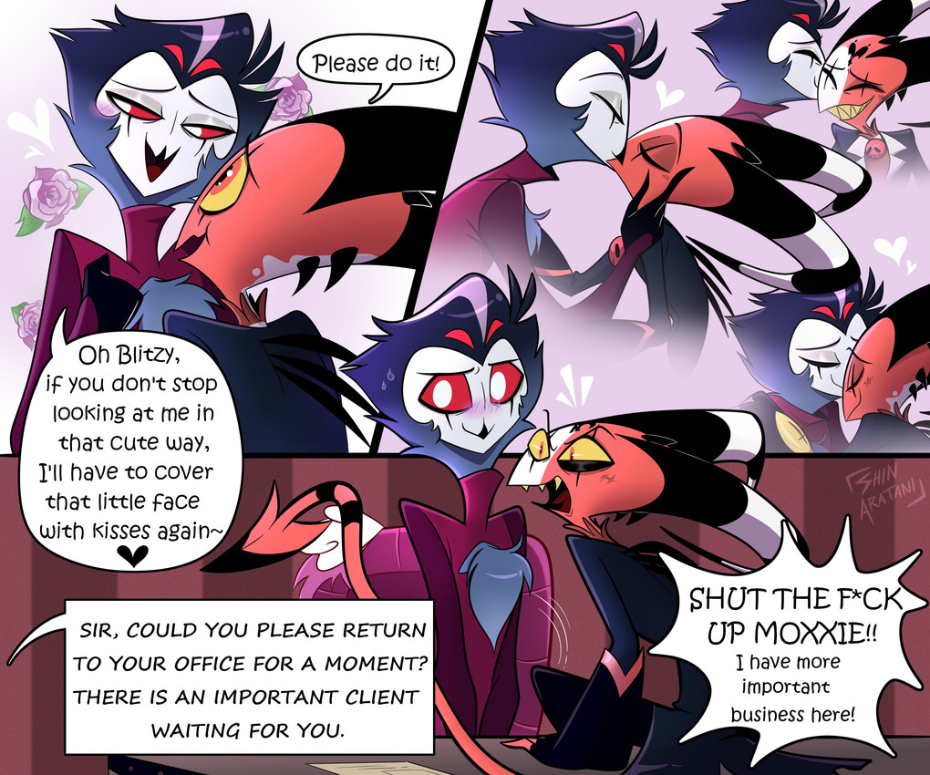 blitzo, moxxie, and stolas (helluva boss and etc) created by shinaratani