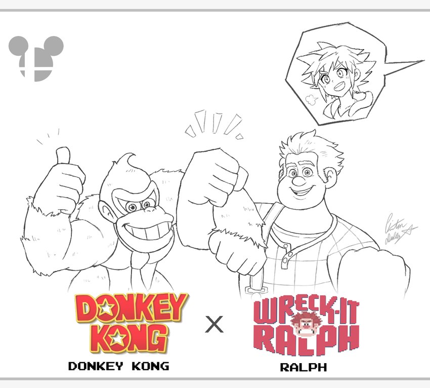 donkey kong, ralph, and sora (donkey kong (series) and etc) created by chris-thekid