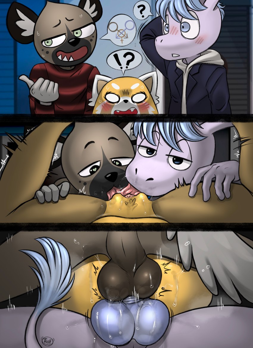 haida, retsuko, and tadano (aggretsuko and etc) created by tush (artist)