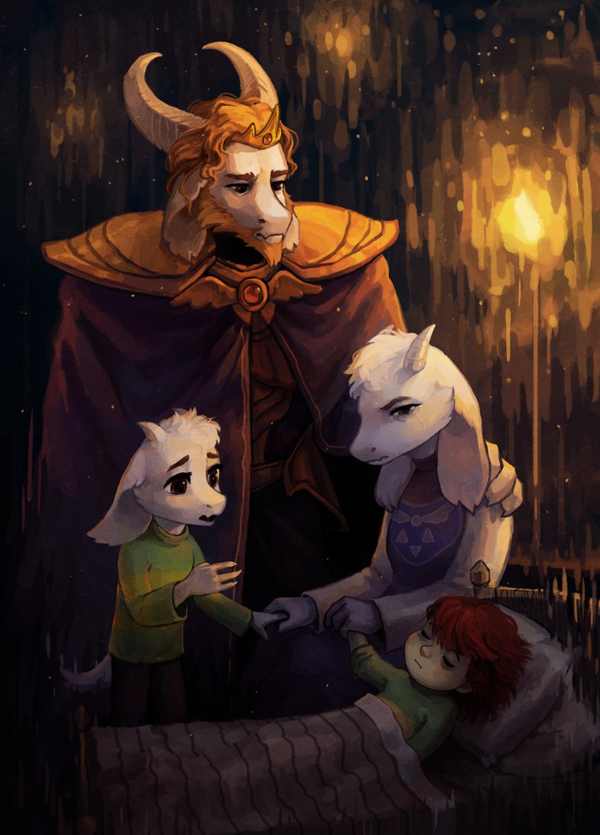 asgore dreemurr, asriel dreemurr, chara, and toriel (undertale (series) and etc) created by koviry