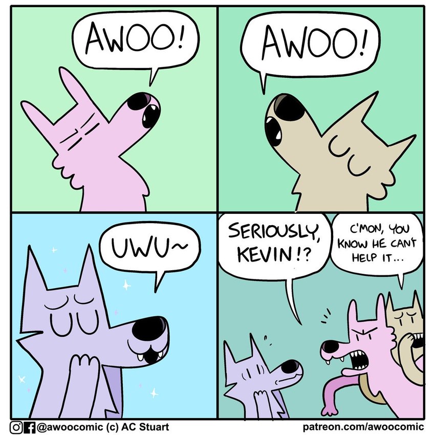 kevin and pink wolf (awoo (ac stuart)) created by ac stuart and noob the loser