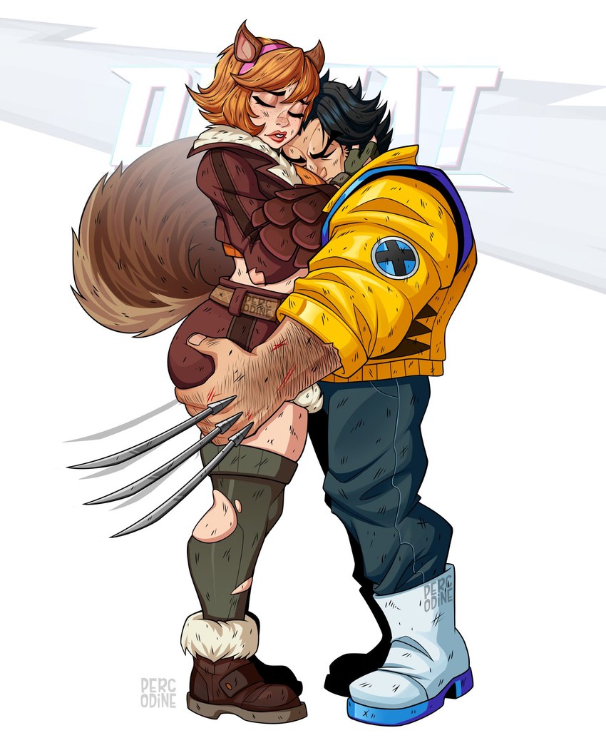 squirrel girl and wolverine (krillin hugs android 18 and etc) created by percodine