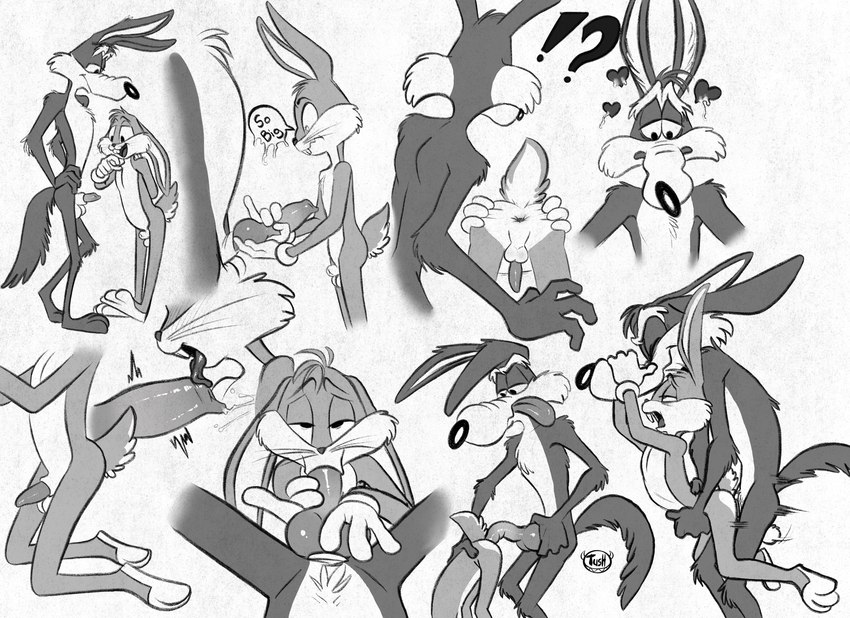 bugs bunny and wile e. coyote (warner brothers and etc) created by tush (artist)