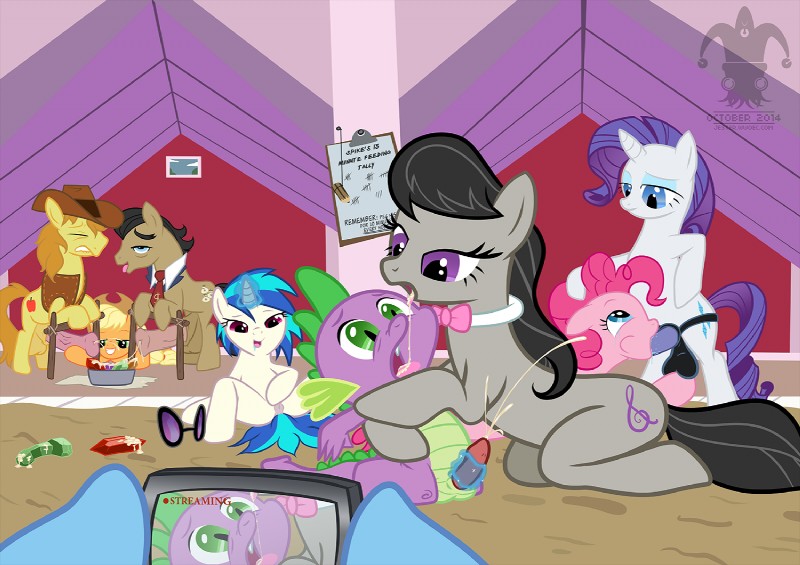 vinyl scratch, filthy rich, pinkie pie, applejack, braeburn, and etc (friendship is magic and etc) created by blargsnarf