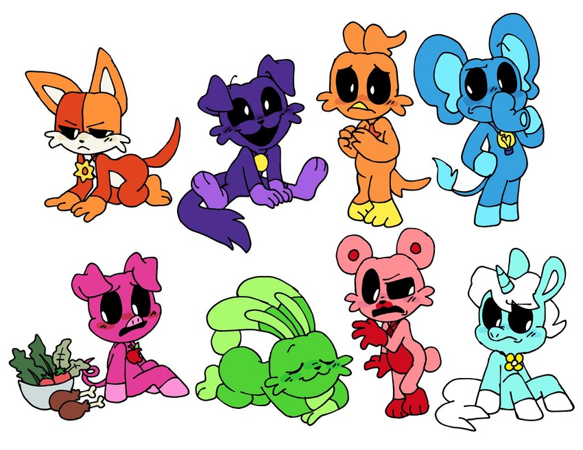 hubba hubbaphant, shrinkin chicken, snozzy snoozfest, bobby bearclaw, crudelycorn, and etc (mob entertainment and etc) created by pachi rizuu