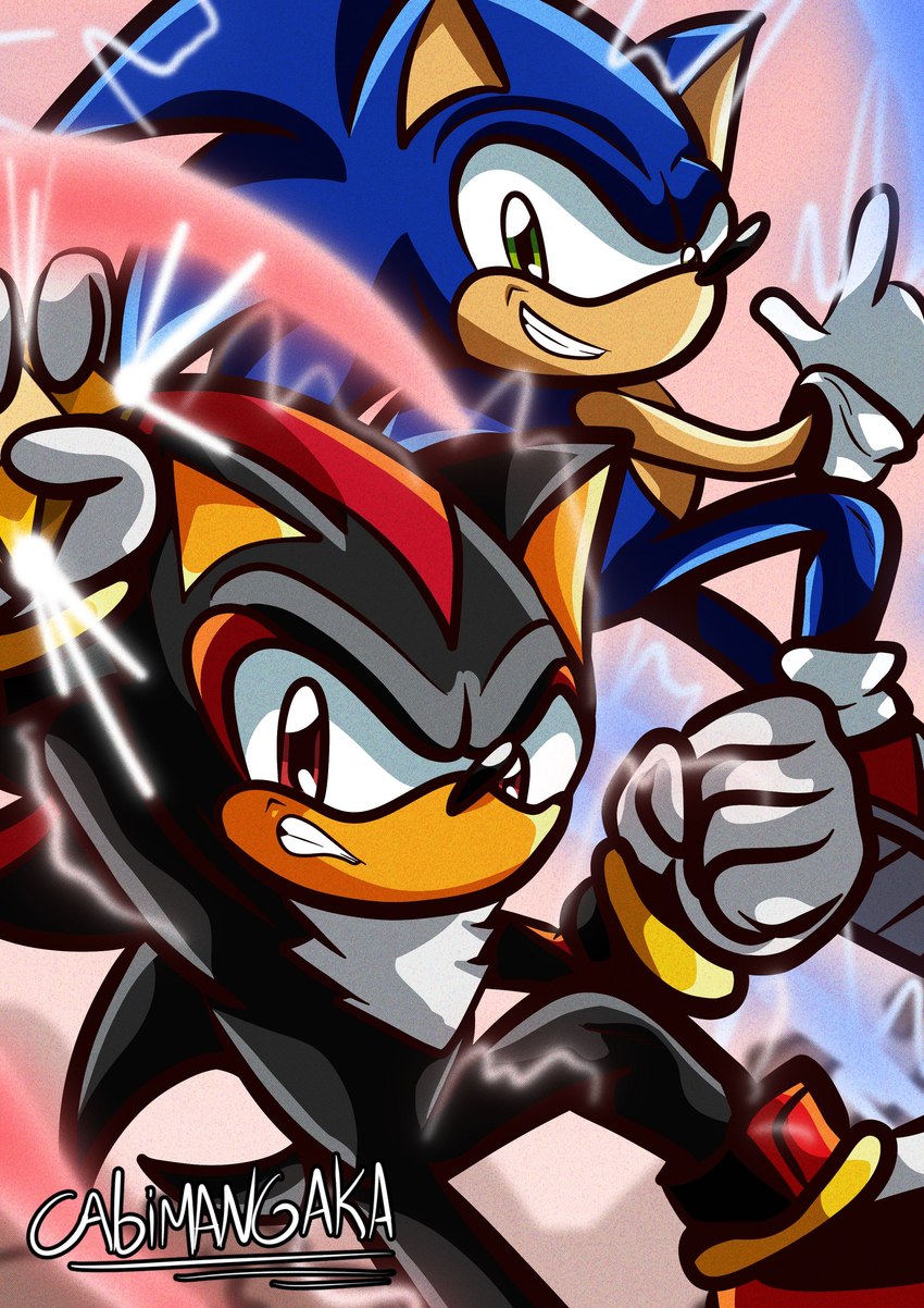 shadow the hedgehog and sonic the hedgehog (sonic the hedgehog (series) and etc) created by cabimangaka