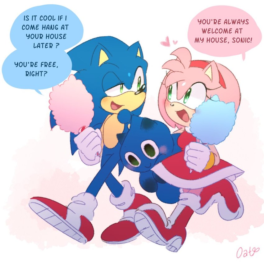 amy rose and sonic the hedgehog (sonic the hedgehog (series) and etc) created by oatumn