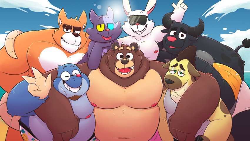 cade maplebottom, sidney stourton, ace cottontail, tyler laurent, lars yoshida, and etc (the human heart (game)) created by leothelionel