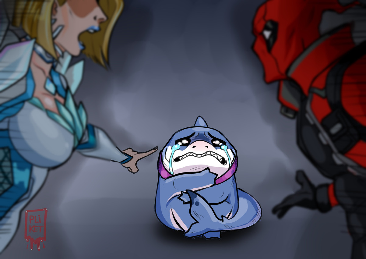 deadpool, emma frost, and jeff the land shark (marvel rivals and etc) created by tazapliket