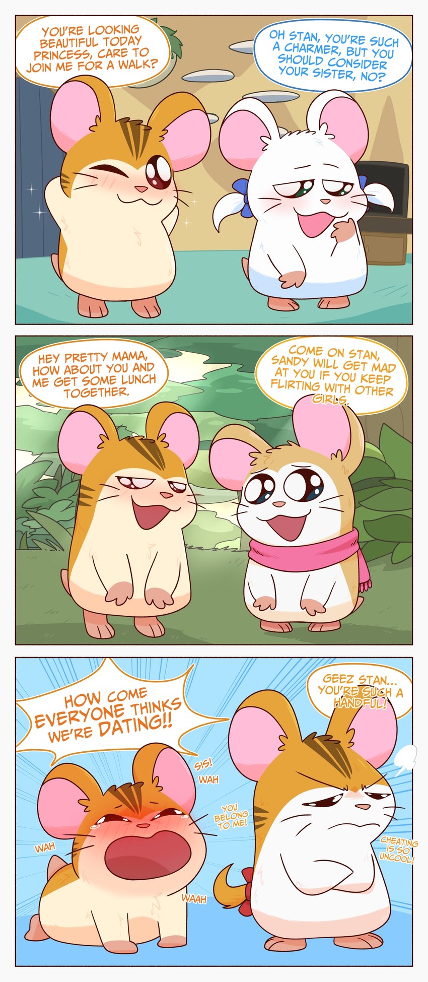 bijou, pashmina, sandy, and stan (hamtaro (series)) created by crushpepper