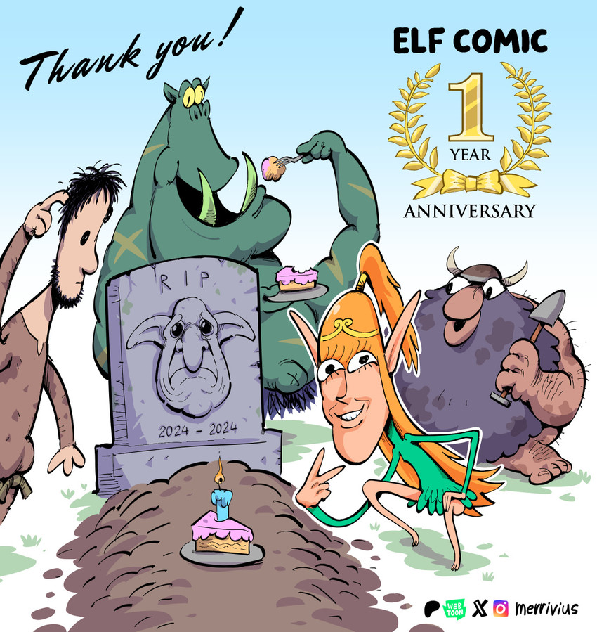 dwarf, elf, human, and orc (green arrow headstone meme and etc) created by merrivius