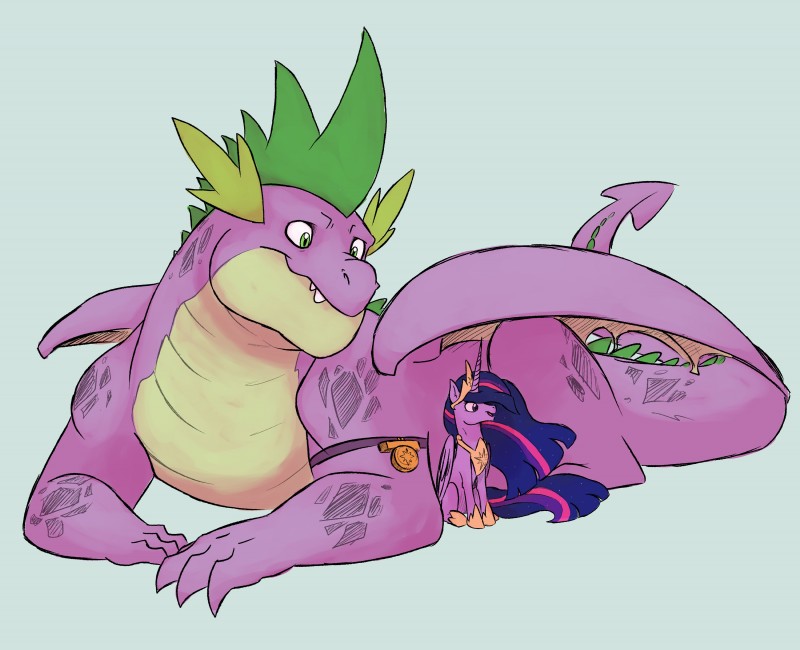 spike and twilight sparkle (friendship is magic and etc) created by the-blackeye