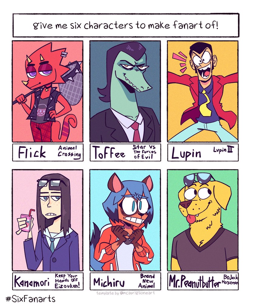 flick, arsene lupin iii, michiru kagemori, mr. peanutbutter, sayaka kanamori, and etc (keep your hands off eizouken! and etc) created by stellizard