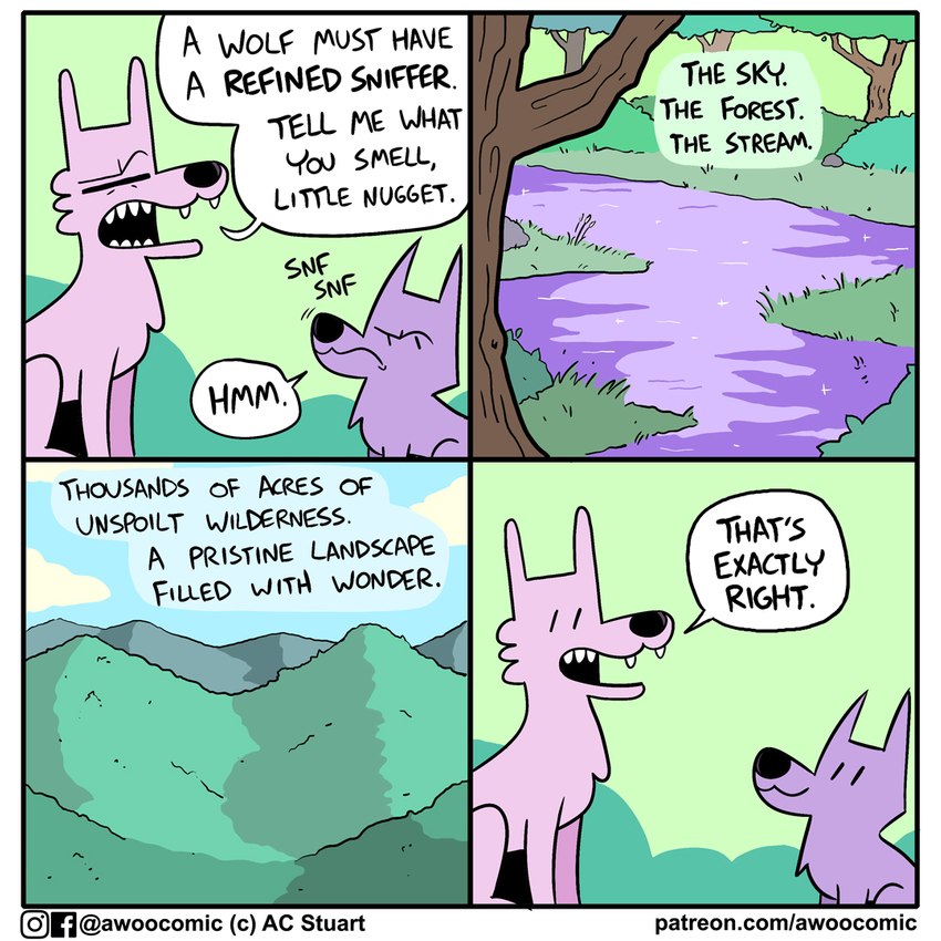 nugget and pink wolf (awoo (ac stuart)) created by ac stuart and noob the loser