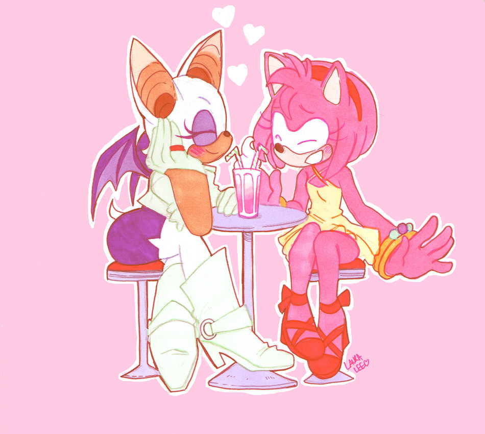 amy rose and rouge the bat (sonic the hedgehog (series) and etc) created by spacerocketbunny