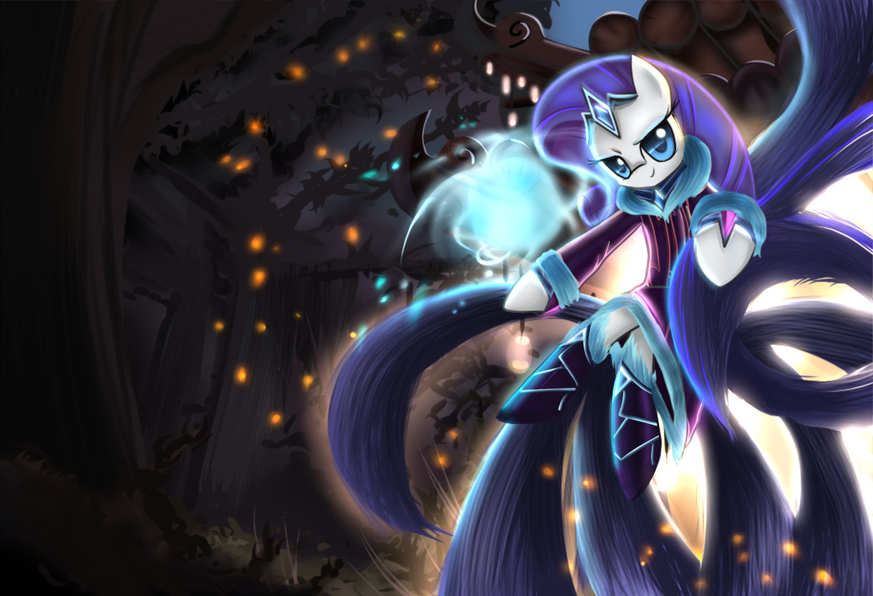 ahri and rarity (friendship is magic and etc) created by cyanaeolin