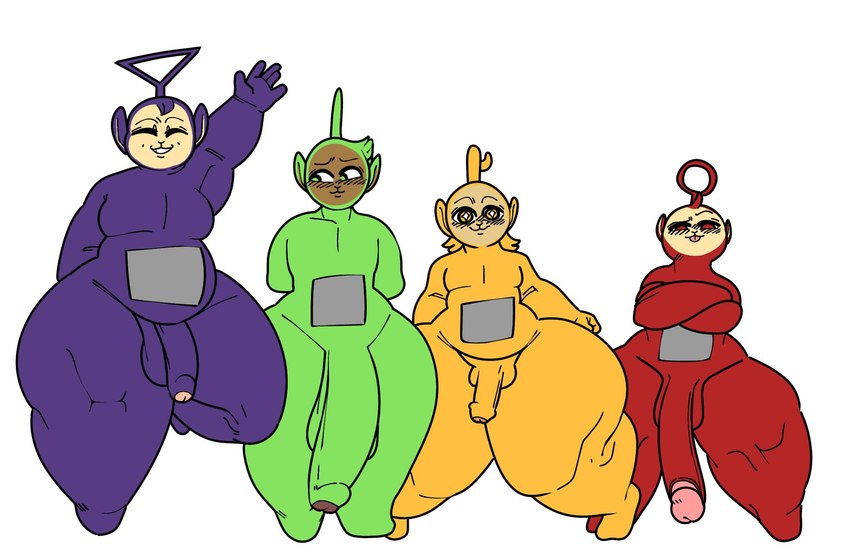 dipsy, laa-laa, po, and tinky winky (teletubbies) created by megoko