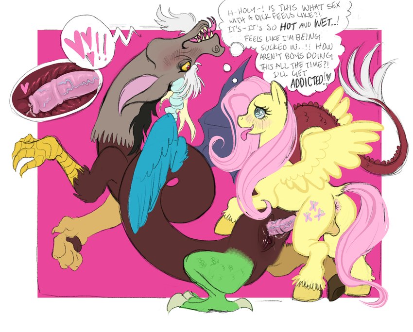 discord and fluttershy (friendship is magic and etc) created by breadbitch420