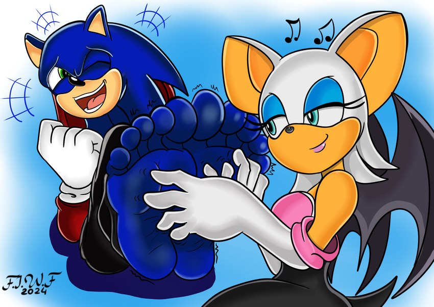 rouge the bat and sonic the hedgehog (sonic the hedgehog (series) and etc) created by fromitalywithfurore