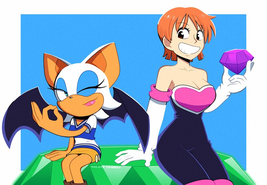 nami and rouge the bat (sonic the hedgehog (series) and etc) created by galaxy cowboy