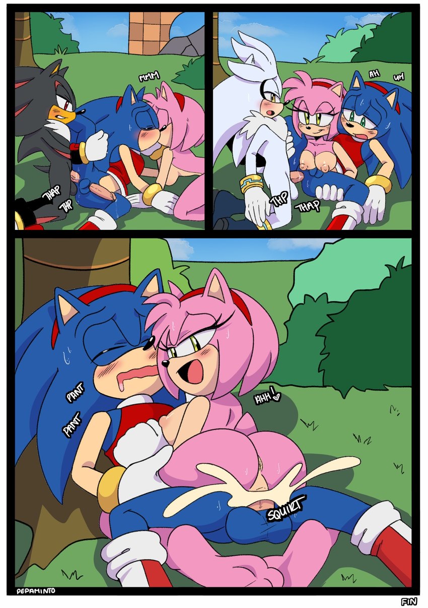 amy rose, shadow the hedgehog, silver the hedgehog, and sonic the hedgehog (sonic the hedgehog (series) and etc) created by pepamintop