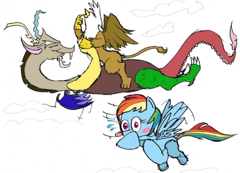 discord, gilda, and rainbow dash (friendship is magic and etc) created by esprites