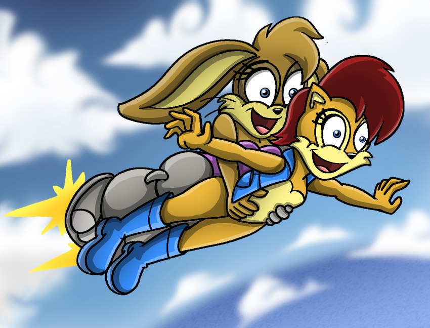 bunnie rabbot and sally acorn (sonic the hedgehog (archie) and etc) created by shinragod