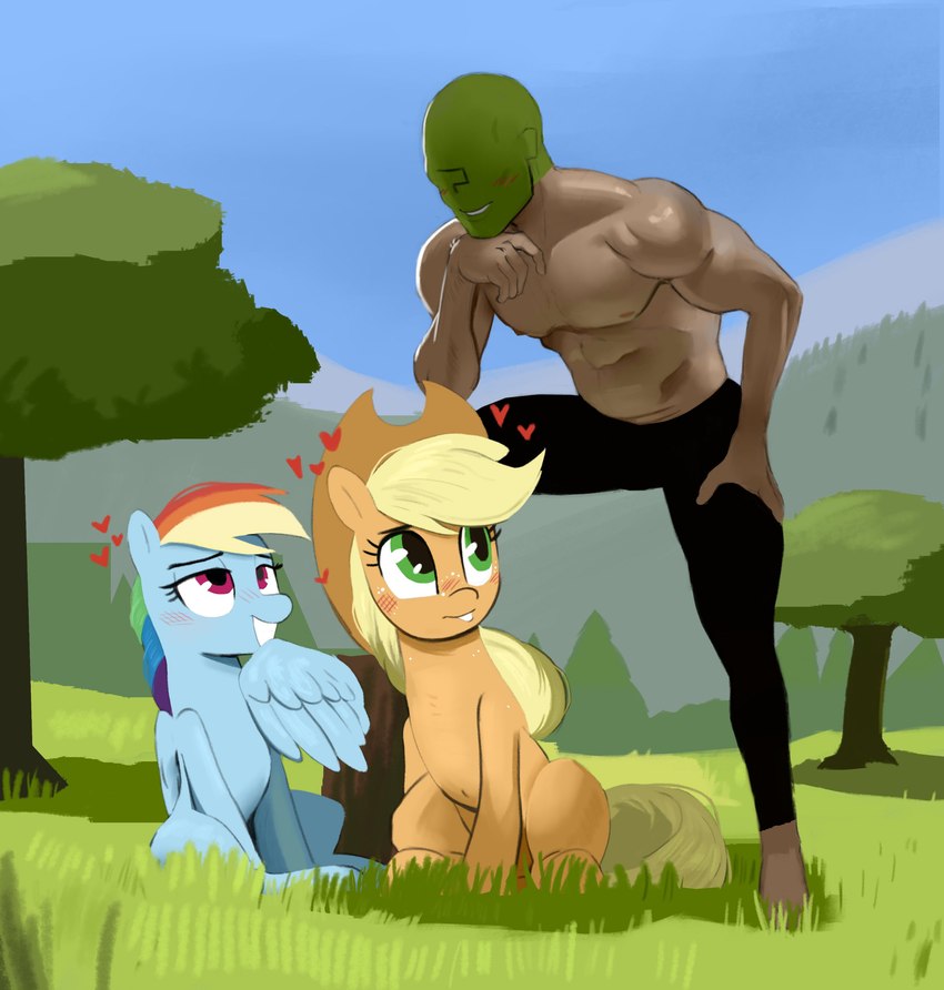 anon, applejack, and rainbow dash (friendship is magic and etc) created by ton618