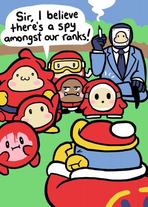 king dedede, kirby, mallo, and spy (team fortress 2 and etc) created by unknown artist