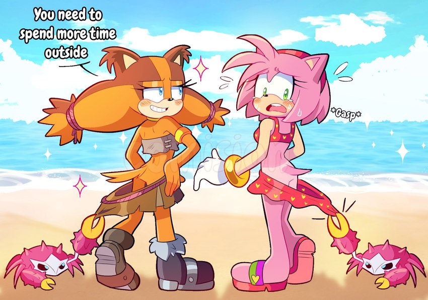 amy rose and sticks the jungle badger (sonic the hedgehog (series) and etc) created by manysart1