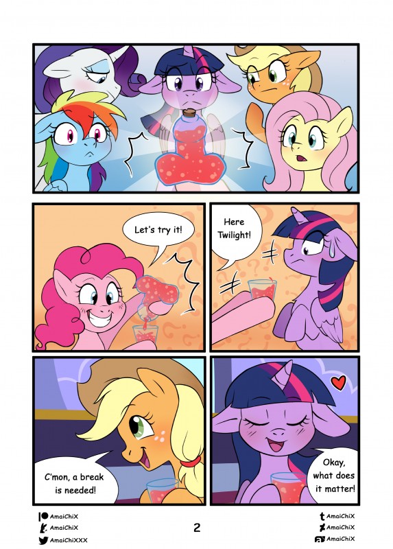 twilight sparkle, rainbow dash, fluttershy, pinkie pie, applejack, and etc (friendship is magic and etc) created by amaichix