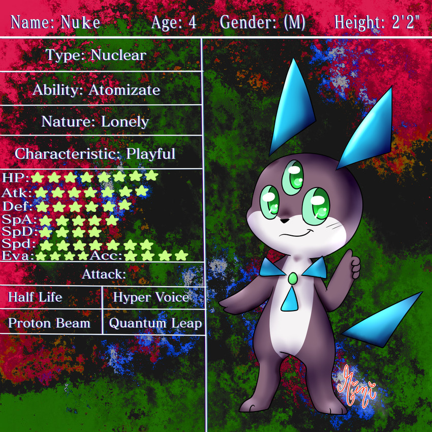 fan character and nuke the nucleon (pokemon uranium and etc) created by mimithefox