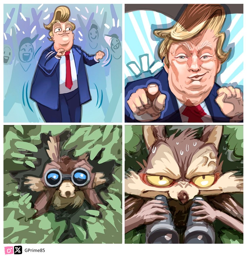 donald trump and wile e. coyote (warner brothers and etc) created by gprime85