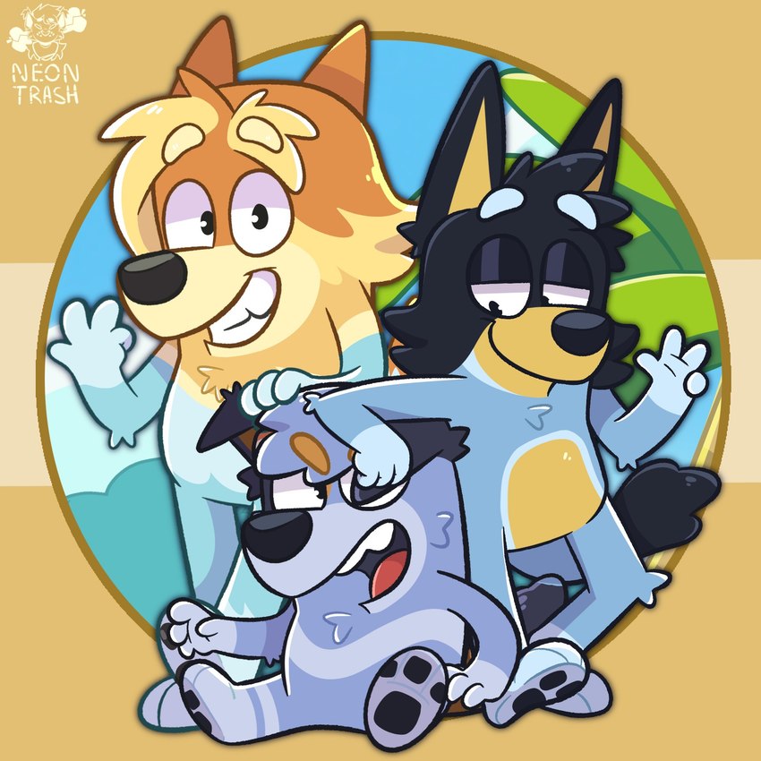 bandit heeler, radley heeler, and stripe heeler (bluey (series)) created by ne0n trash